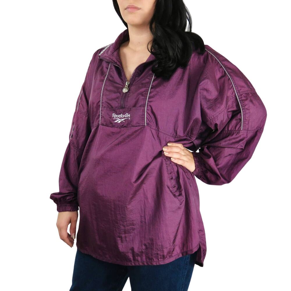 1990s Vintage Reebok Purple Wind Breaker Jacket Retro Streetwear - Picture 6 of 15